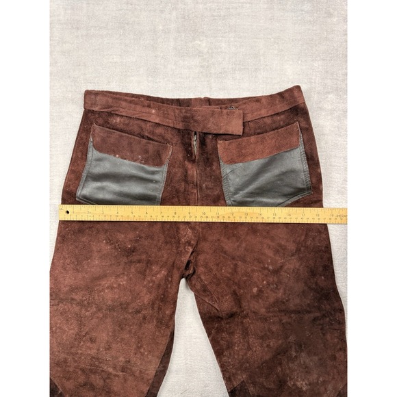 Vtg 60s 70s Suede Leather Pants Mens‎ 30x30 Brown Flared Disco Hippie Handmade - Picture 6 of 11